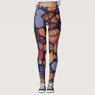 Herfstbladeren,  paddenstoelillustratie. leggings