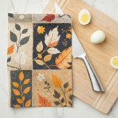 Herfstbladeren Patchwork Oogst Theedoek (Quarter Fold)