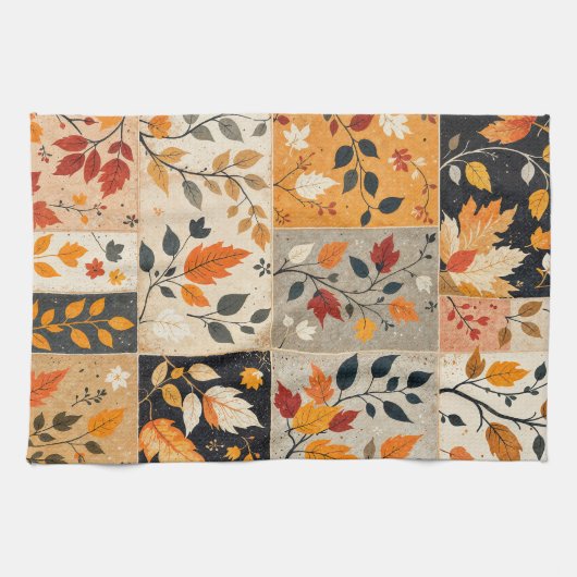 Herfstbladeren Patchwork Oogst Theedoek (Horizontaal)