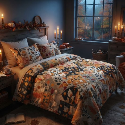 Herfstbladeren Patchwork Oogstseizoen Fleece Deken