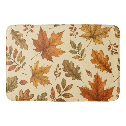 Herfstbladeren Patroon | Aquarel Herfstloof Badmat (Voorkant)