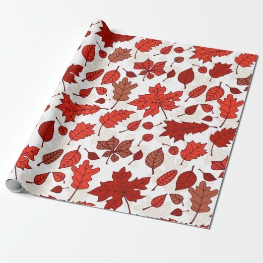 Herfstbladeren patroon cadeaupapier (Uitgerold)