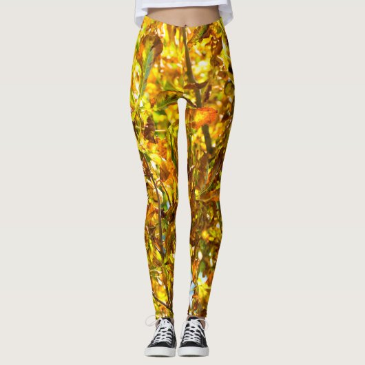 Herfstbladeren patroon leggings (Voorkant)