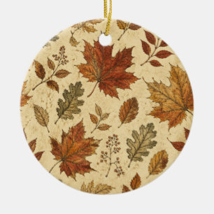 Herfstbladeren Patroon – Vintage Herfst Botanisch Keramisch Ornament