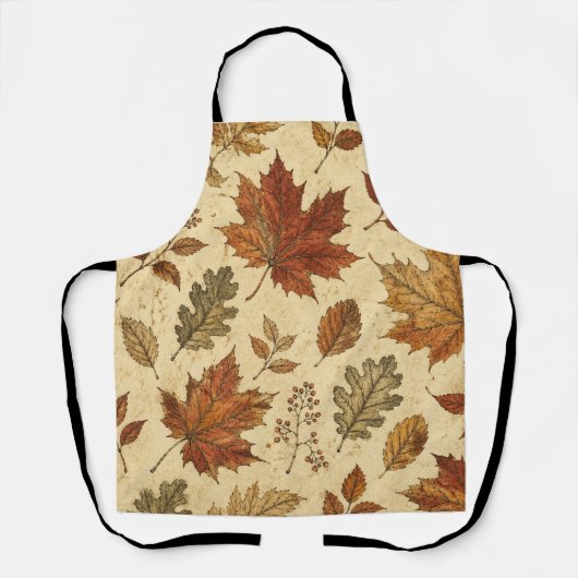 Herfstbladeren Patroon – Vintage Herfst Botanisch Schort (Voorkant)