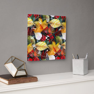 Herfstbladeren Patroon Wanddecoratie Klok