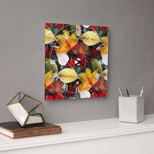 Herfstbladeren Patroon Wanddecoratie Klok (Kantoor)