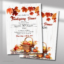 Herfstbladeren Picknickmand Thanksgiving-diner Kaart