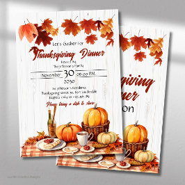 Herfstbladeren Picknicktafel Thanksgiving Dinner Kaart