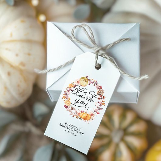 Herfstbladeren Pompoen Bruiloft Bridal Shower Cadeaulabel