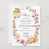 Herfstbladeren Pompoen Bruiloft Bruidsfeest Menu K Kaart (Voorkant)