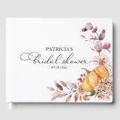Herfstbladeren Pompoen Bruiloft Bruidsjurk Shower Gastenboek (Voorkant)