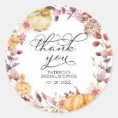 Herfstbladeren Pompoen Bruiloftsshower Favor Ronde Sticker (Voorkant)