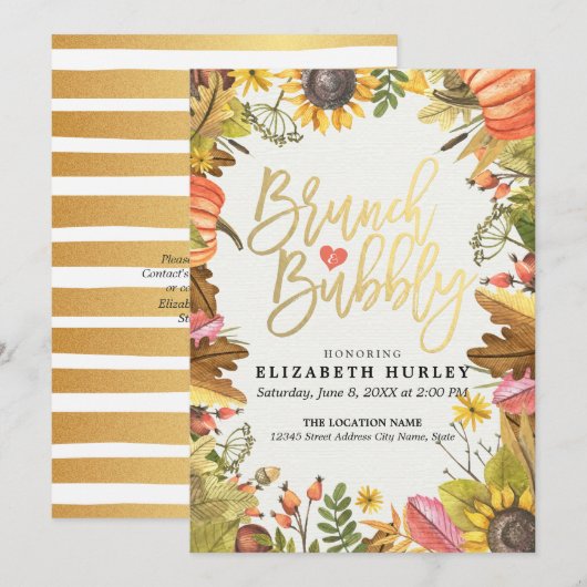 Herfstbladeren Pompoen Brunch Bruisende Bruidsmeis Kaart (Voorkant / Achterkant)