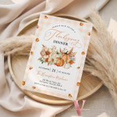 Herfstbladeren Pompoen Gingham Thanksgiving Feest Kaart