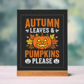 Herfstbladeren Pompoen Halloween Ontwerp Acryl Bord (Neutraal)
