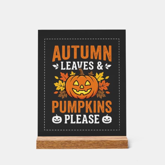 Herfstbladeren Pompoen Halloween Ontwerp Acryl Bord (Voorkant)