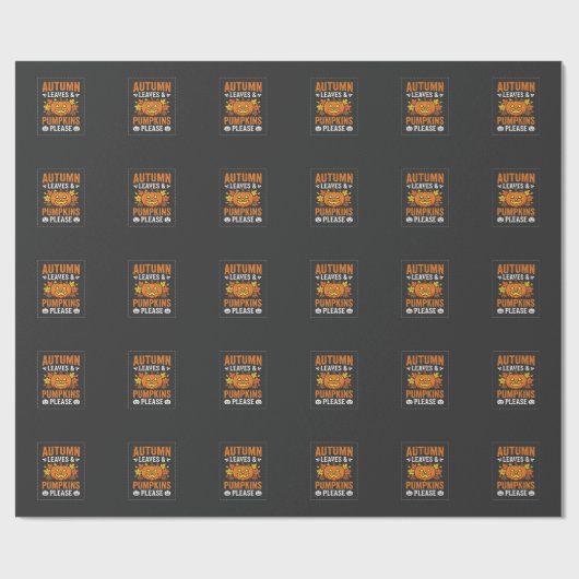 Herfstbladeren Pompoen Halloween Ontwerp Cadeaupapier (Vlak)