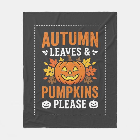 Herfstbladeren Pompoen Halloween-ontwerp Fleece Deken (Voorkant)