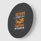 Herfstbladeren Pompoen Halloween Ontwerp Grote Klok (Hoek)