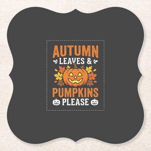 Herfstbladeren Pompoen Halloween Ontwerp Kartonnen Onderzetters (Voorkant)