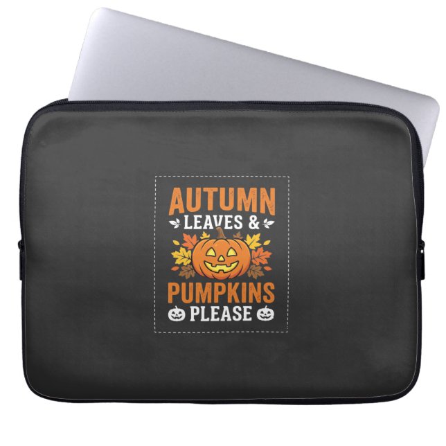 Herfstbladeren Pompoen Halloween Ontwerp Laptop Sleeve (Voorkant)