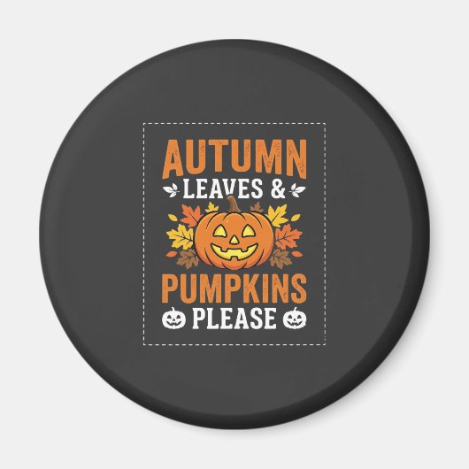 Herfstbladeren Pompoen Halloween Ontwerp Magneet (Voorkant)