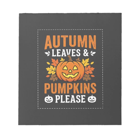 Herfstbladeren Pompoen Halloween-ontwerp Notitieblok (Voorkant)