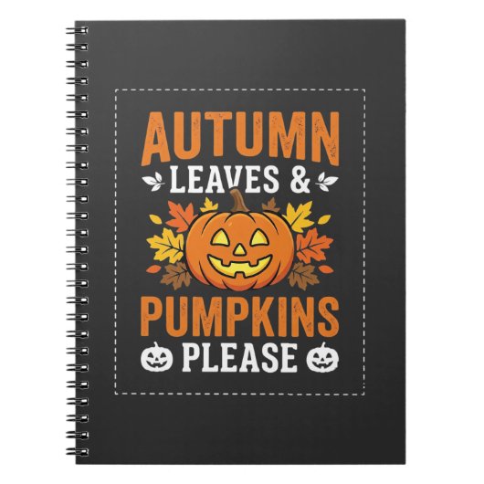 Herfstbladeren Pompoen Halloween Ontwerp Notitieboek (Voorkant)