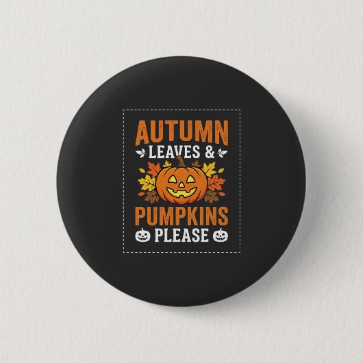 Herfstbladeren Pompoen Halloween Ontwerp Ronde Button 5,7 Cm (Voorkant)
