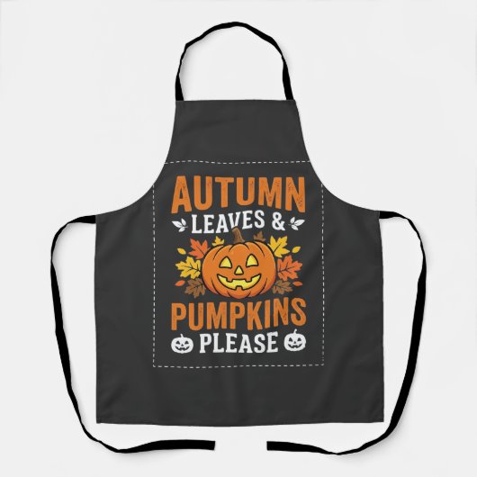 Herfstbladeren Pompoen Halloween-ontwerp Schort (Voorkant)