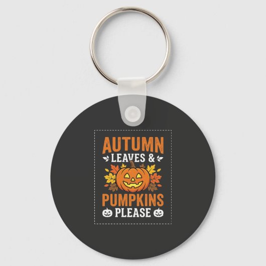 Herfstbladeren Pompoen Halloween-ontwerp Sleutelhanger (Voorkant)