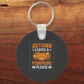 Herfstbladeren Pompoen Halloween-ontwerp Sleutelhanger (Voorkant)