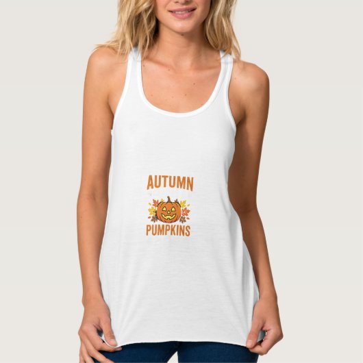 Herfstbladeren Pompoen Halloween Ontwerp Tanktop (Voorkant)