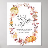 Herfstbladeren Pompoen Herfst Datum Avond Pot Bord Poster (Voorkant)