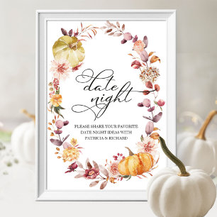 Herfstbladeren Pompoen Herfst Datum Avond Pot Bord Poster