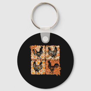 Herfstbladeren Pompoen Kip Herfst Thanksgiving Sleutelhanger