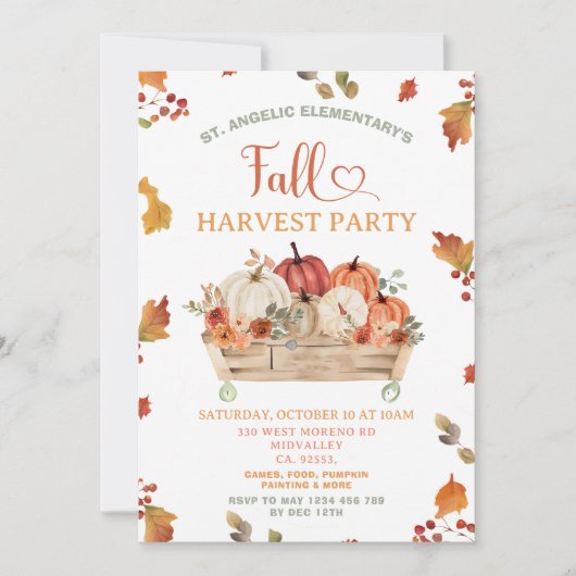 Herfstbladeren Pompoen Oogst Feest Viering Kaart (Voorkant)