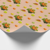 Herfstbladeren, pompoen op beige cadeaupapier (Hoek)