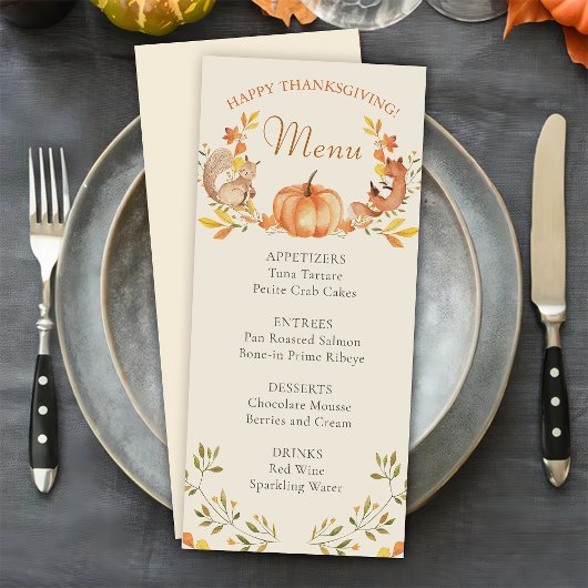 Herfstbladeren Pompoen Thanksgiving Dinner Menu