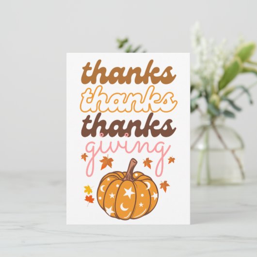 Herfstbladeren Pompoen Vakantie Thanksgiving Kaart (Staand voorkant)