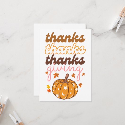 Herfstbladeren Pompoen Vakantie Thanksgiving Kaart (Voorkant / Achterkant in situ)