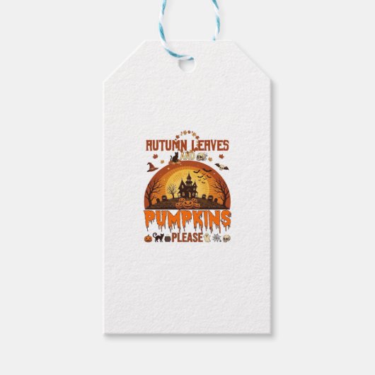 Herfstbladeren Pompoenen Alsjeblieft Halloween Geh Cadeaulabel (Voorkant)