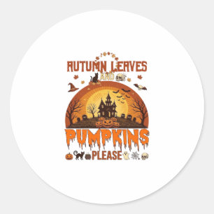 Herfstbladeren Pompoenen Alsjeblieft Halloween Geh Ronde Sticker