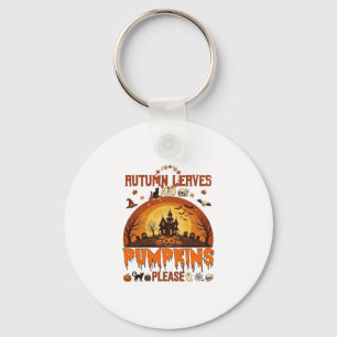 Herfstbladeren Pompoenen Alsjeblieft Halloween Geh Sleutelhanger