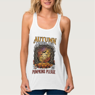 Herfstbladeren Pompoenen Alsjeblieft Halloween Gri Tanktop