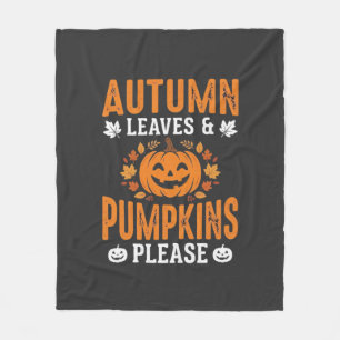 Herfstbladeren Pompoenen Alsjeblieft Halloween Pom Fleece Deken