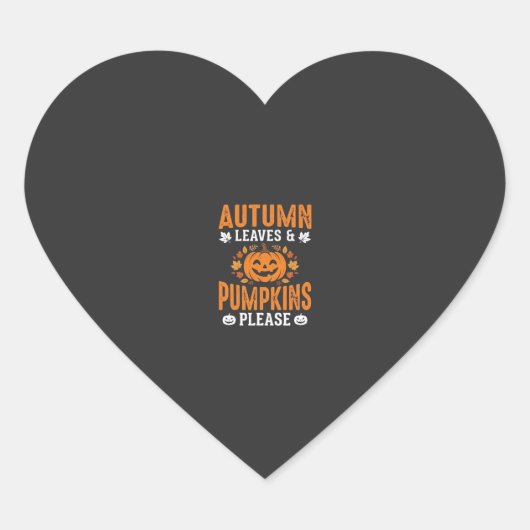 Herfstbladeren Pompoenen Alsjeblieft Halloween Pom Hart Sticker (Voorkant)