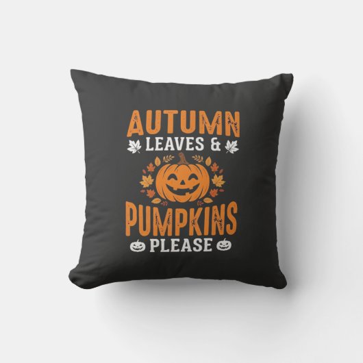 Herfstbladeren Pompoenen Alsjeblieft Halloween Pom Kussen (Voorkant)
