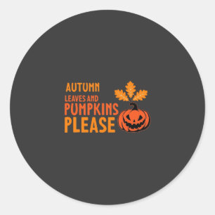 Herfstbladeren Pompoenen Alsjeblieft Halloween Pom Ronde Sticker